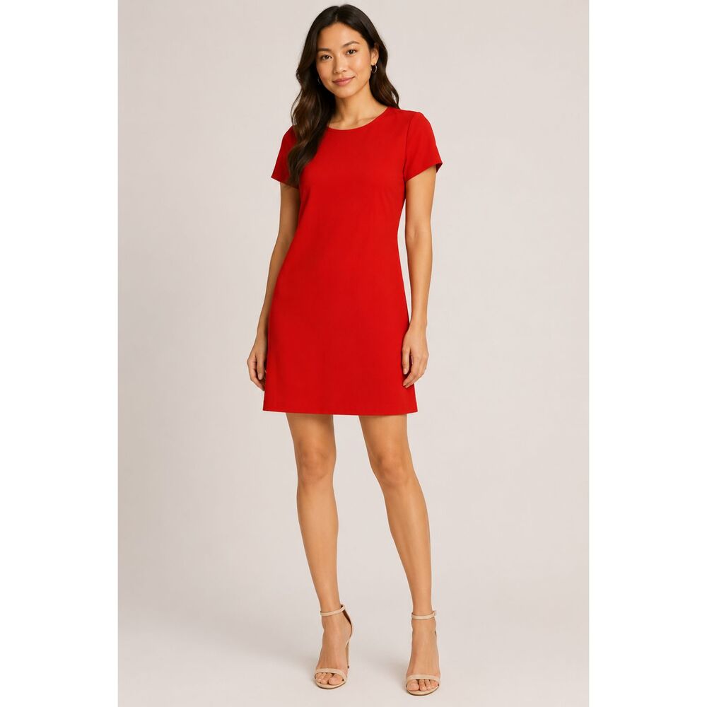 Chelsea28 Shift Dress Size S Red Orange Crepe Mini Career Cocktail Dress